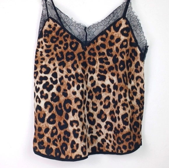 ♥️BUNDLE ONLY♥️ Leopard Print Rich Textured Graphic Black Lace Camisole SZ S - Picture 2 of 8
